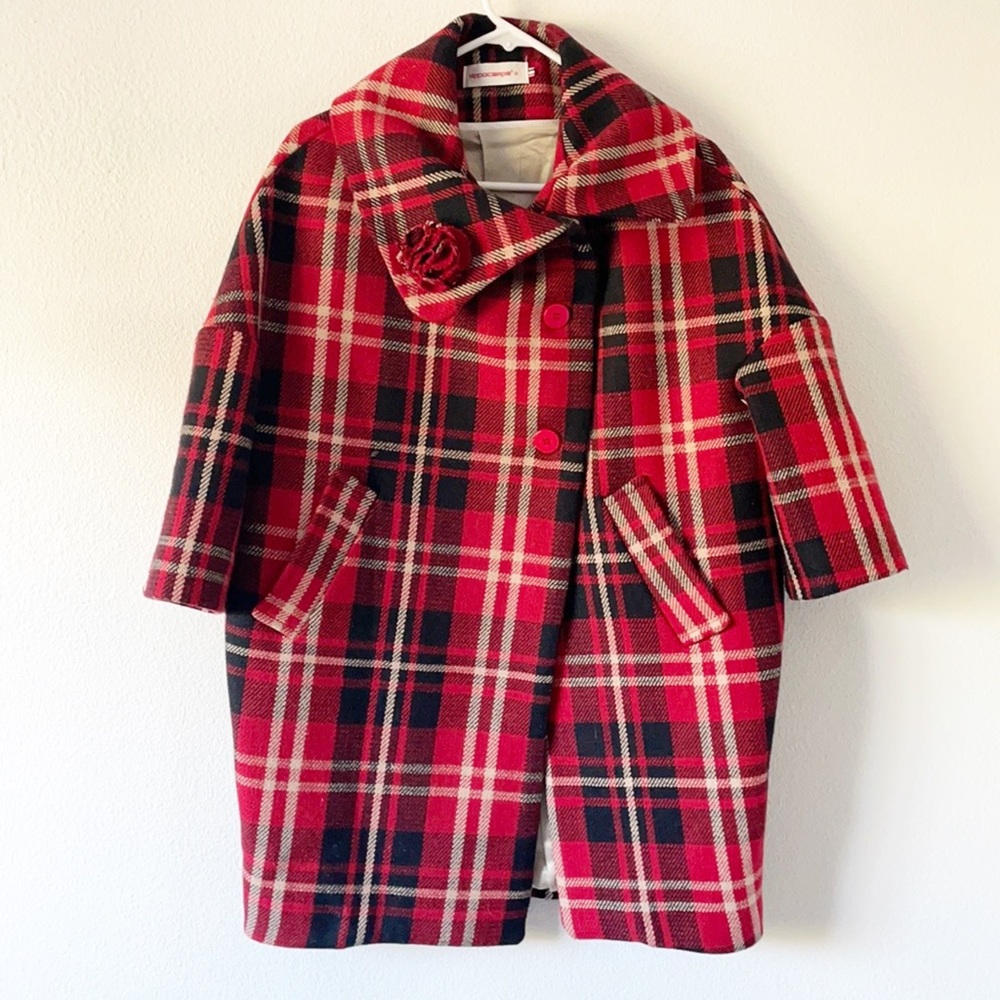 Hippocampe Wool Blend Plaid Coat